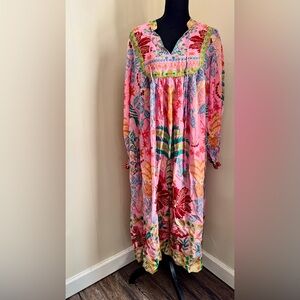 FARM Rio Fruits Queen Scarf Pink Short Sleeve Midi Dress